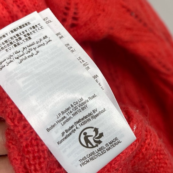 Boden Pointelle Fluffy Sweater Bright Coral K0555 Plus Size 20 / 22 Wool Aplaca - Picture 14 of 16